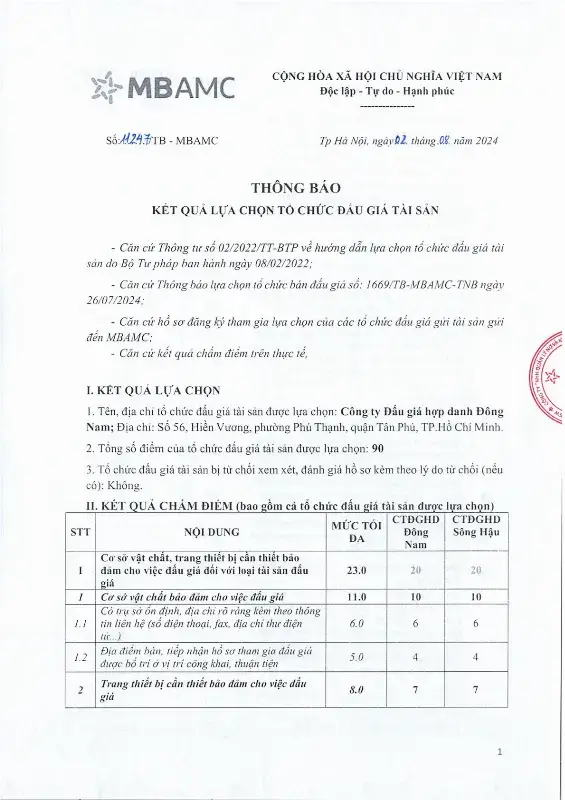 Ảnh chụp văn bản thông báo, trang 1