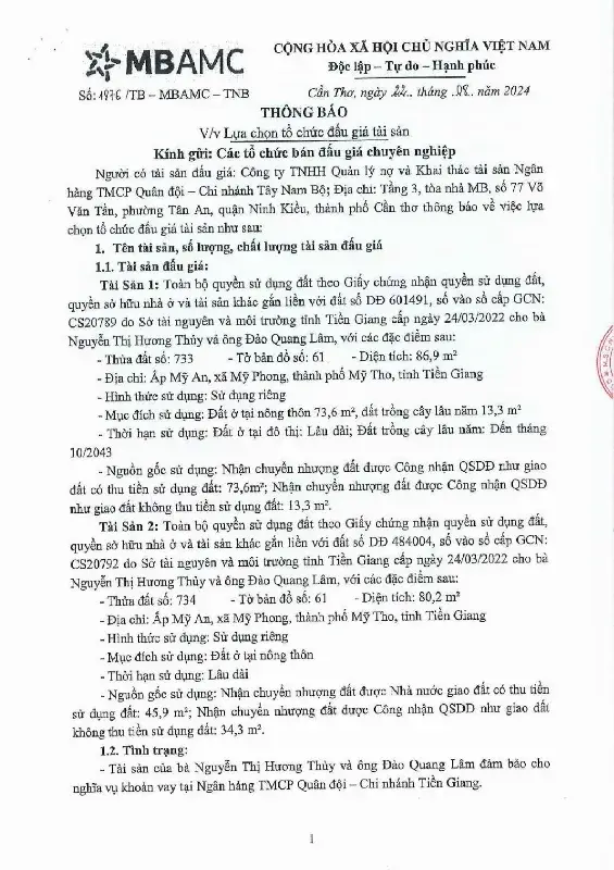 Ảnh chụp văn bản thông báo, trang 1