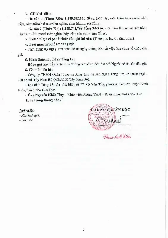 Ảnh chụp văn bản thông báo, trang 2