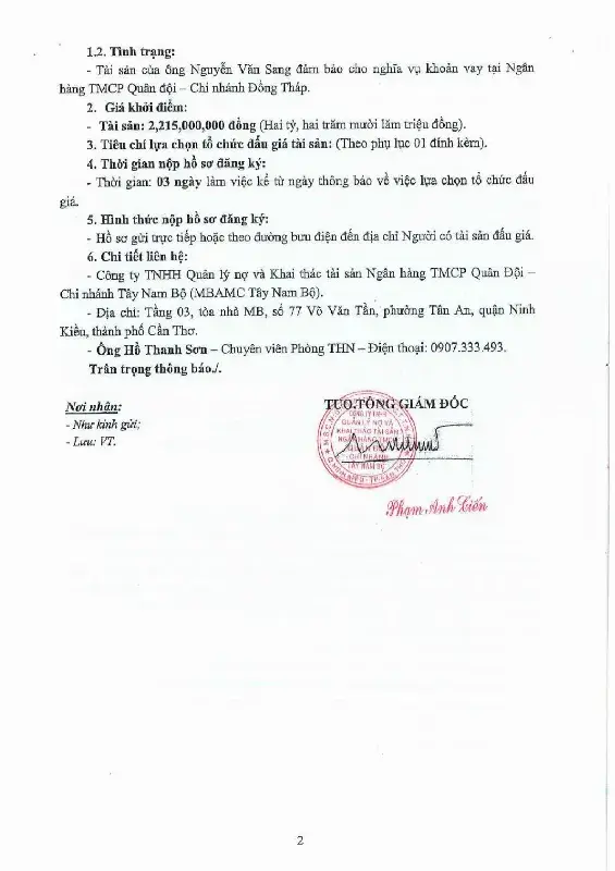 Ảnh chụp văn bản thông báo, trang 2