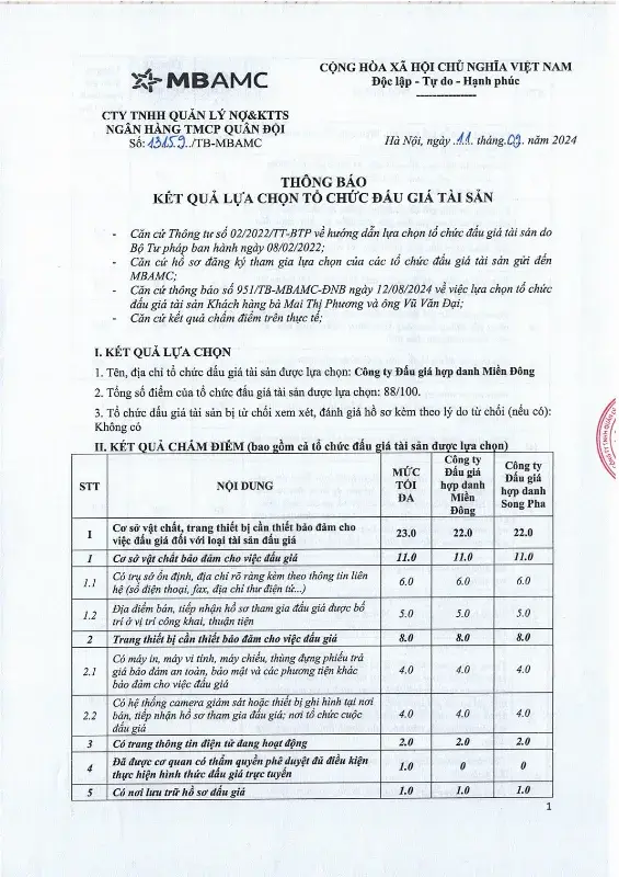 Ảnh chụp văn bản thông báo, trang 1