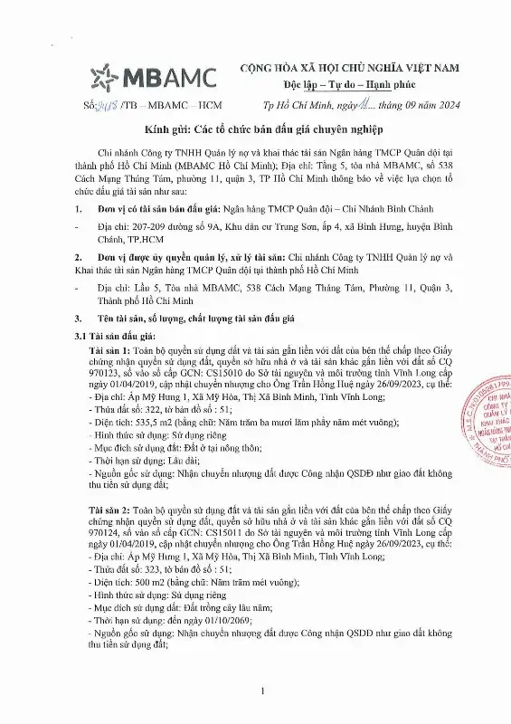 Ảnh chụp văn bản thông báo, trang 1