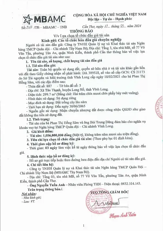 Ảnh chụp văn bản thông báo, trang 1