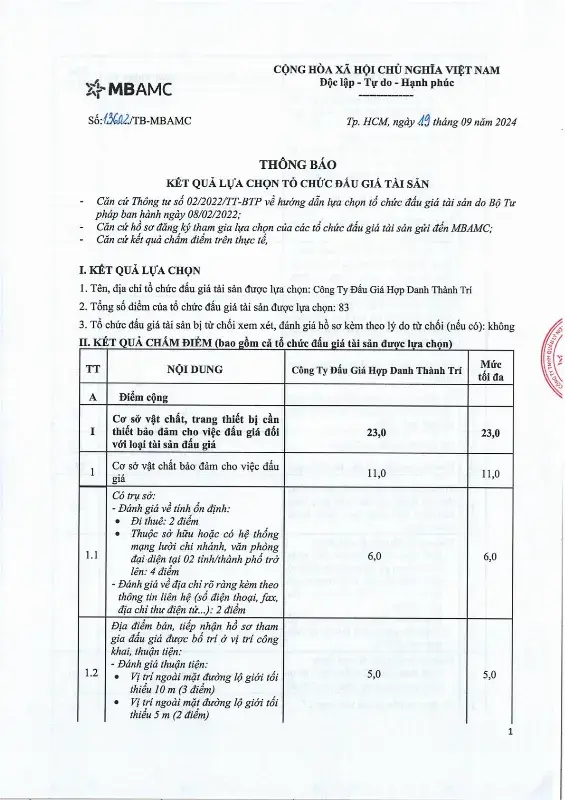 Ảnh chụp văn bản thông báo, trang 1