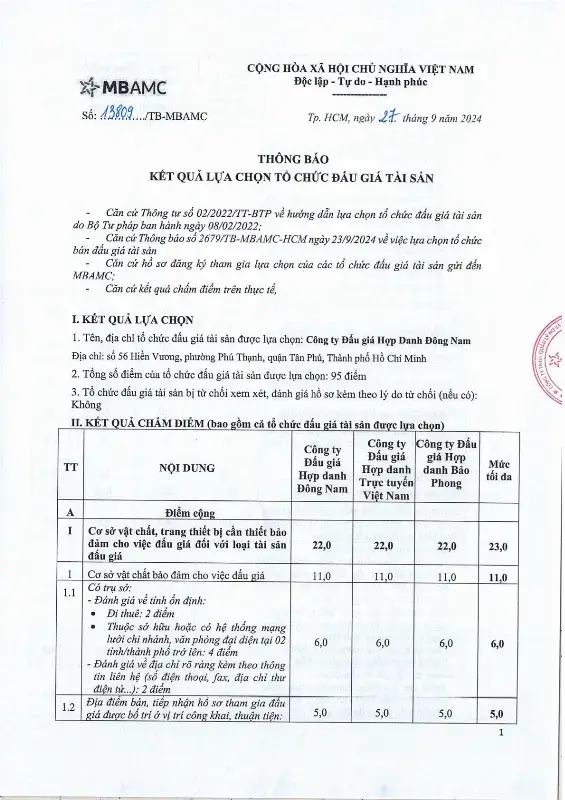 Ảnh chụp văn bản thông báo, trang 1