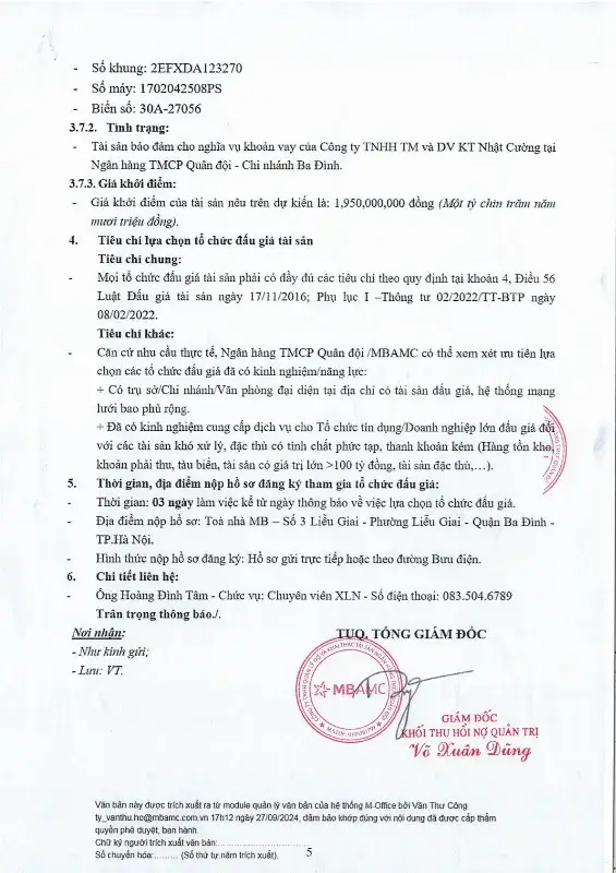 Ảnh chụp văn bản thông báo, trang 5