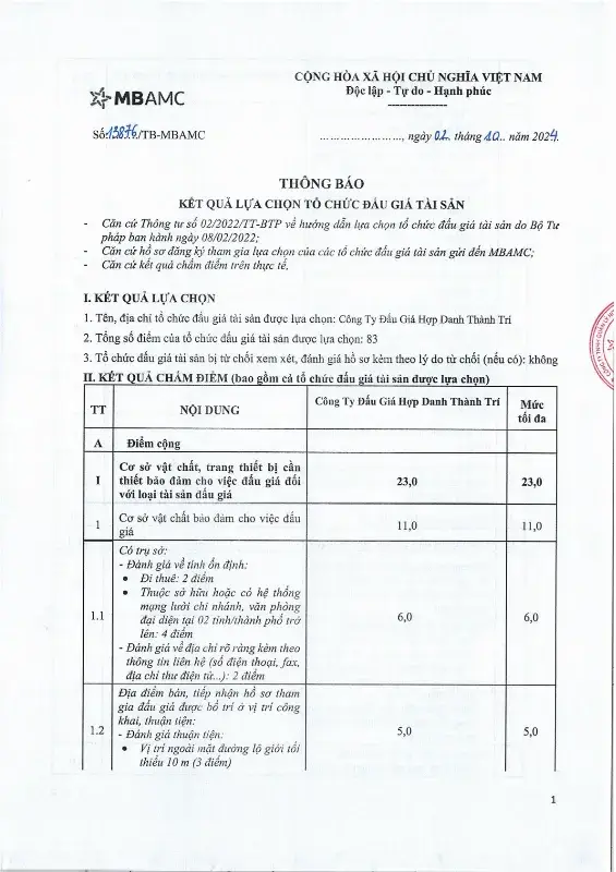 Ảnh chụp văn bản thông báo, trang 1