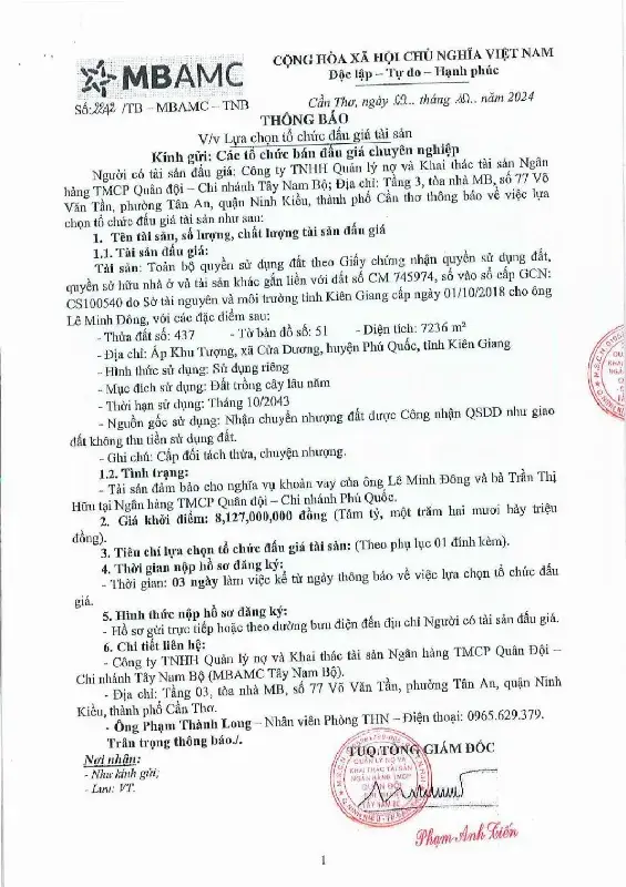 Ảnh chụp văn bản thông báo, trang 1