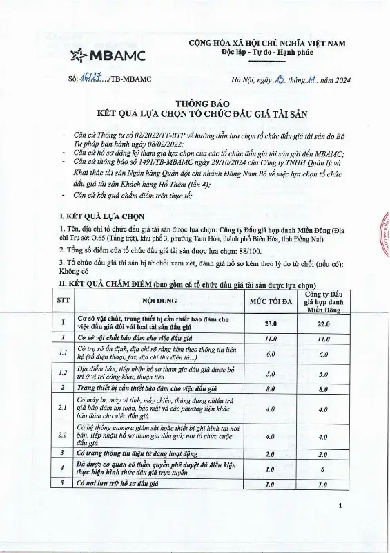 Ảnh chụp văn bản thông báo, trang 1