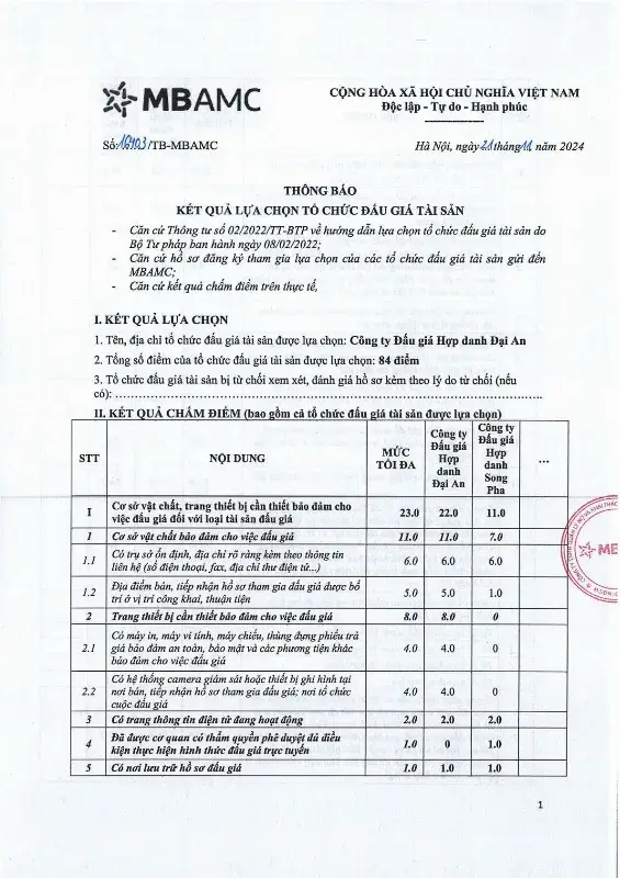 Ảnh chụp văn bản thông báo, trang 1