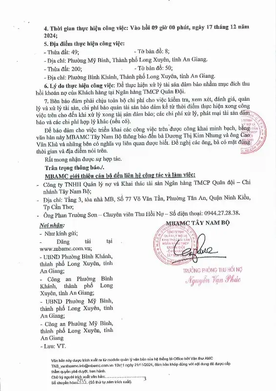 Ảnh chụp văn bản thông báo, trang 3