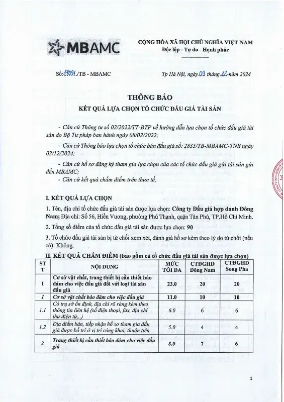 Ảnh chụp văn bản thông báo, trang 1