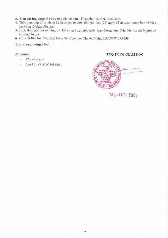 Ảnh chụp văn bản thông báo, trang 2