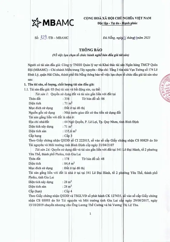 Ảnh chụp văn bản thông báo, trang 1