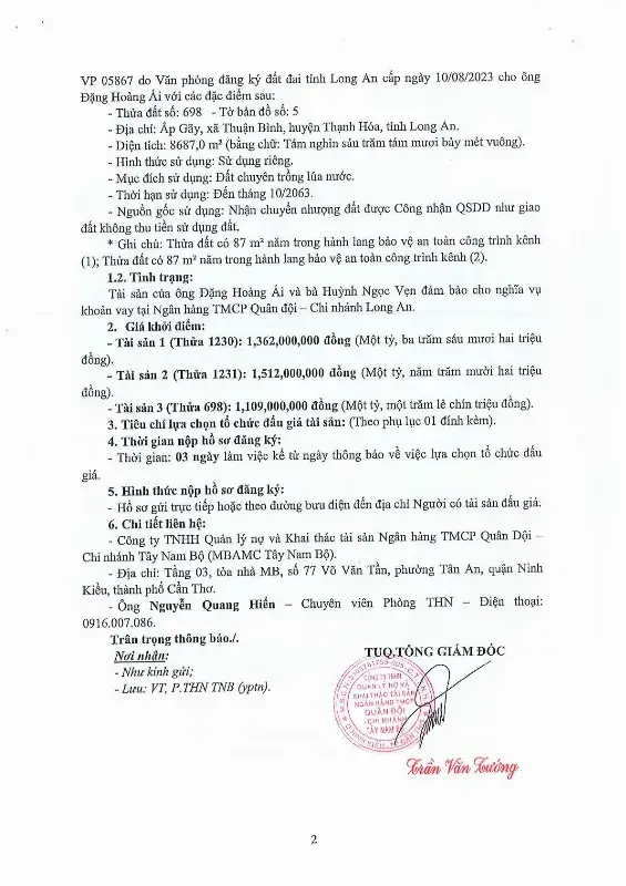 Ảnh chụp văn bản thông báo, trang 2