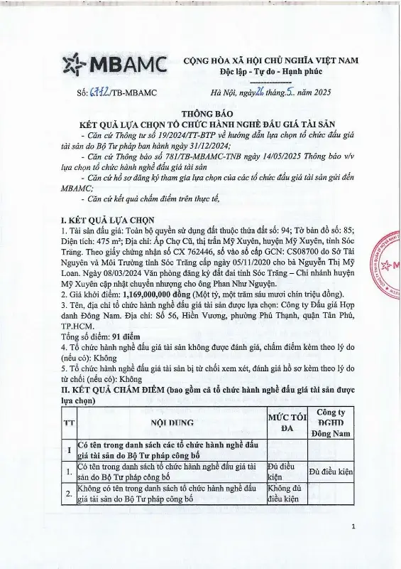 Ảnh chụp văn bản thông báo, trang 1