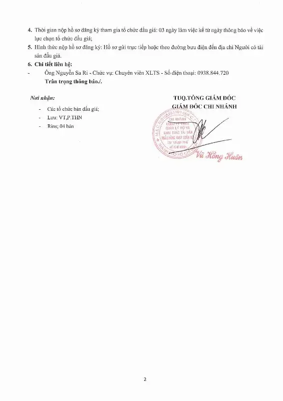 Ảnh chụp văn bản thông báo, trang 2