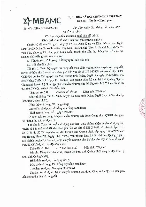 Ảnh chụp văn bản thông báo, trang 1