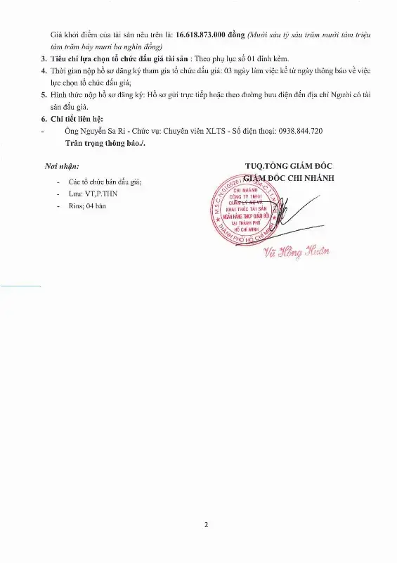 Ảnh chụp văn bản thông báo, trang 2