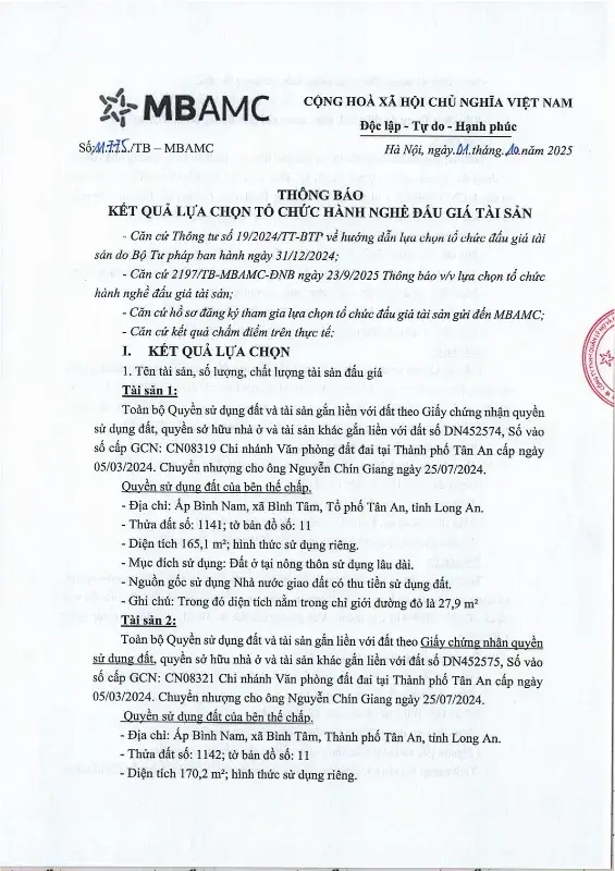Ảnh chụp văn bản thông báo, trang 1