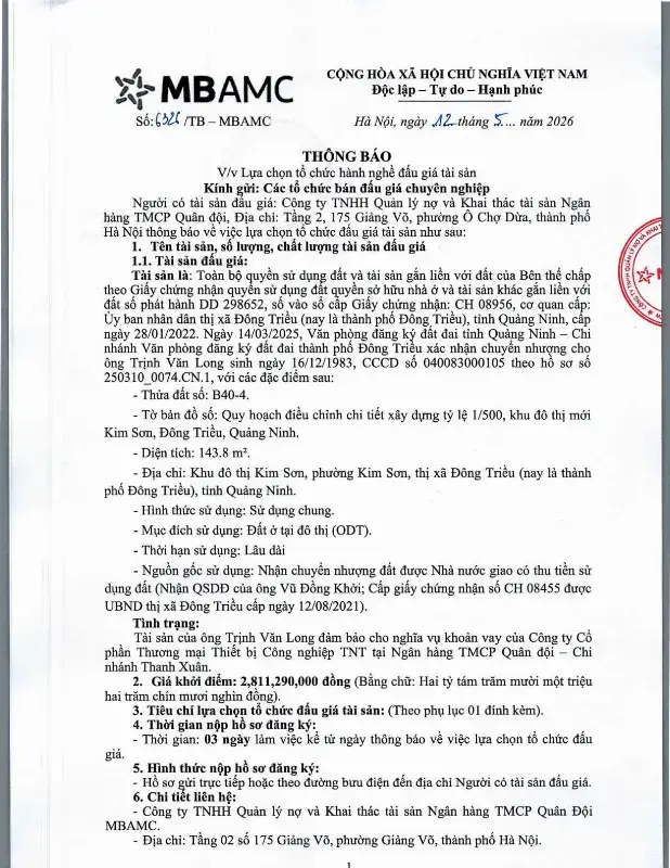 Ảnh chụp văn bản thông báo, trang 1