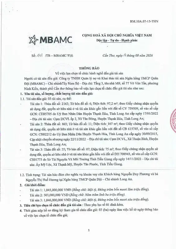 Ảnh chụp văn bản thông báo, trang 1