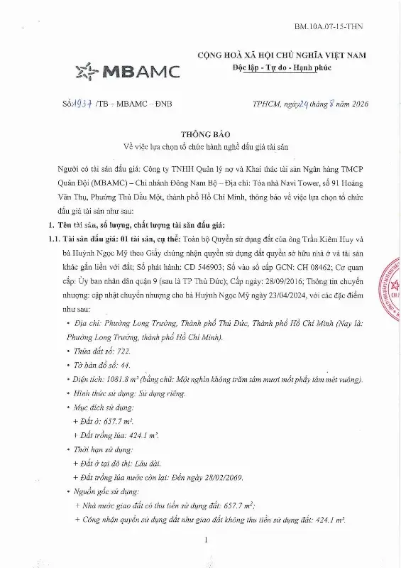 Ảnh chụp văn bản thông báo, trang 1