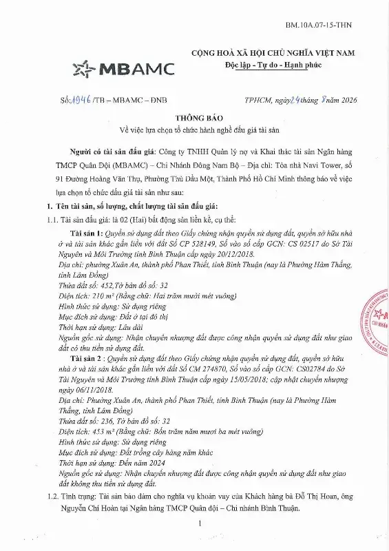 Ảnh chụp văn bản thông báo, trang 1