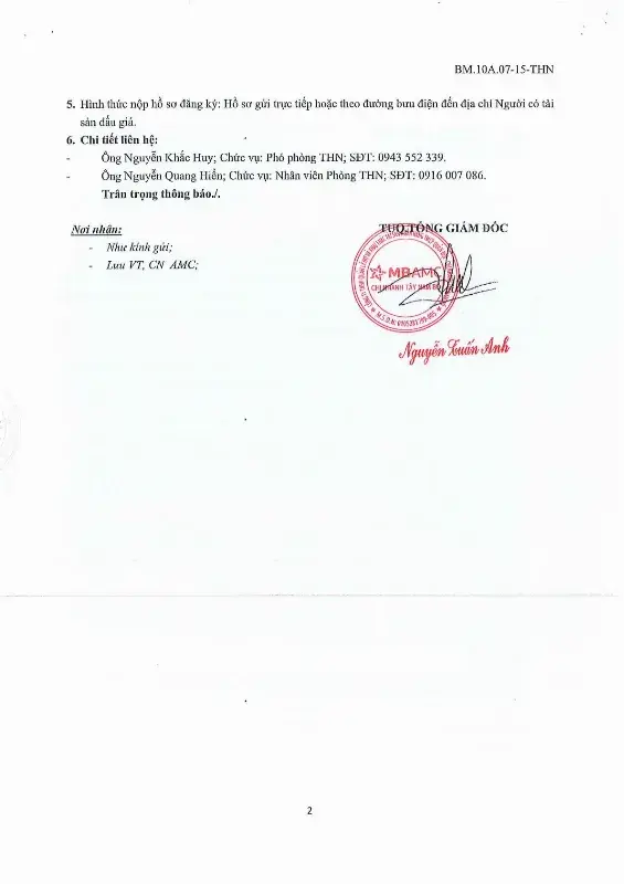 Ảnh chụp văn bản thông báo, trang 2