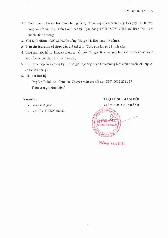 Ảnh chụp văn bản thông báo, trang 2