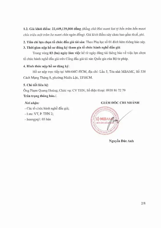 Ảnh chụp văn bản thông báo, trang 2
