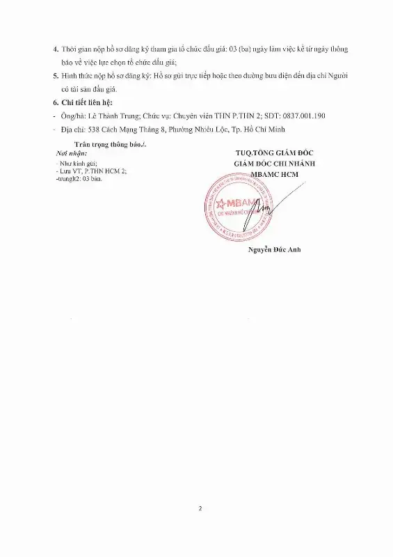 Ảnh chụp văn bản thông báo, trang 2
