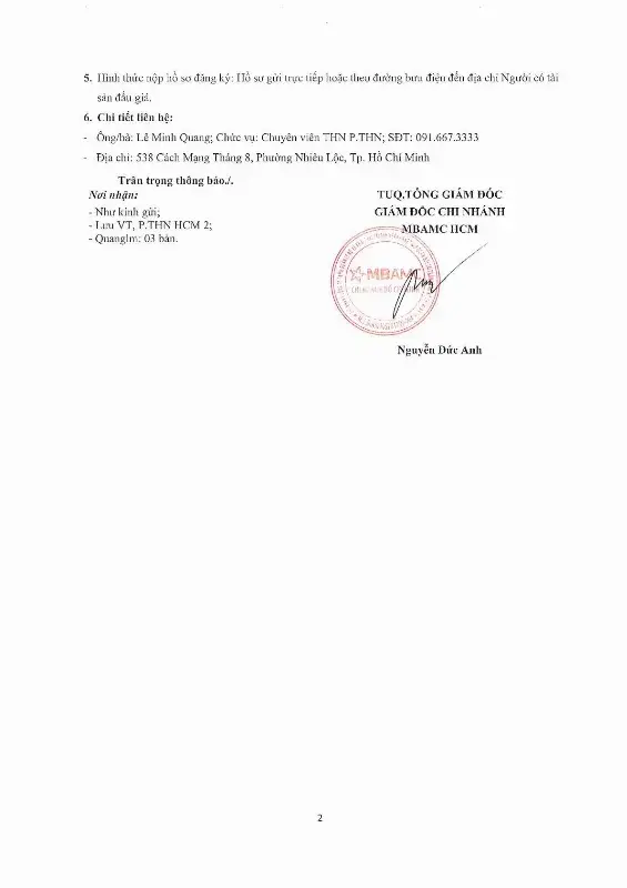 Ảnh chụp văn bản thông báo, trang 2