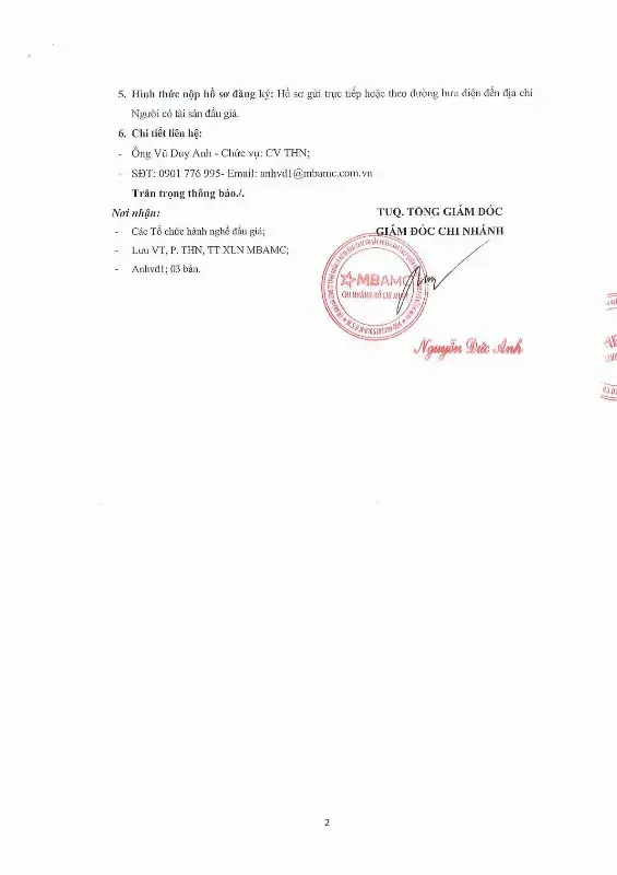 Ảnh chụp văn bản thông báo, trang 2