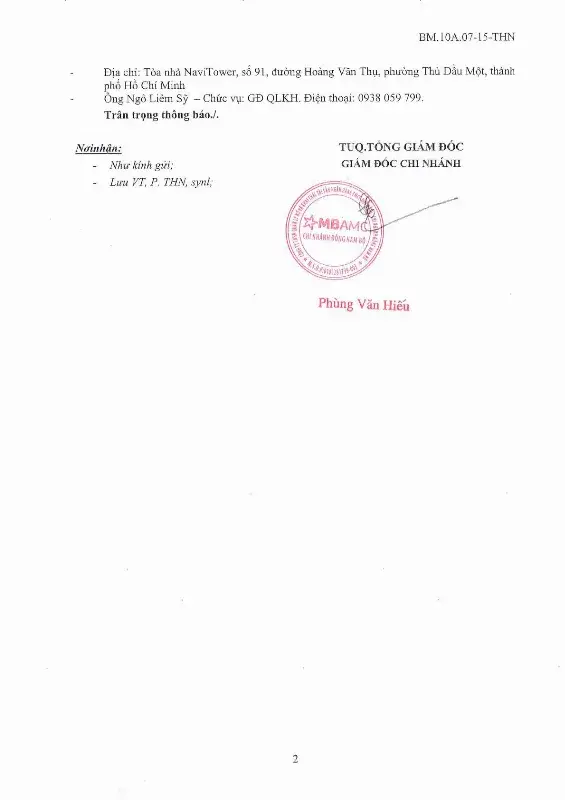 Ảnh chụp văn bản thông báo, trang 2